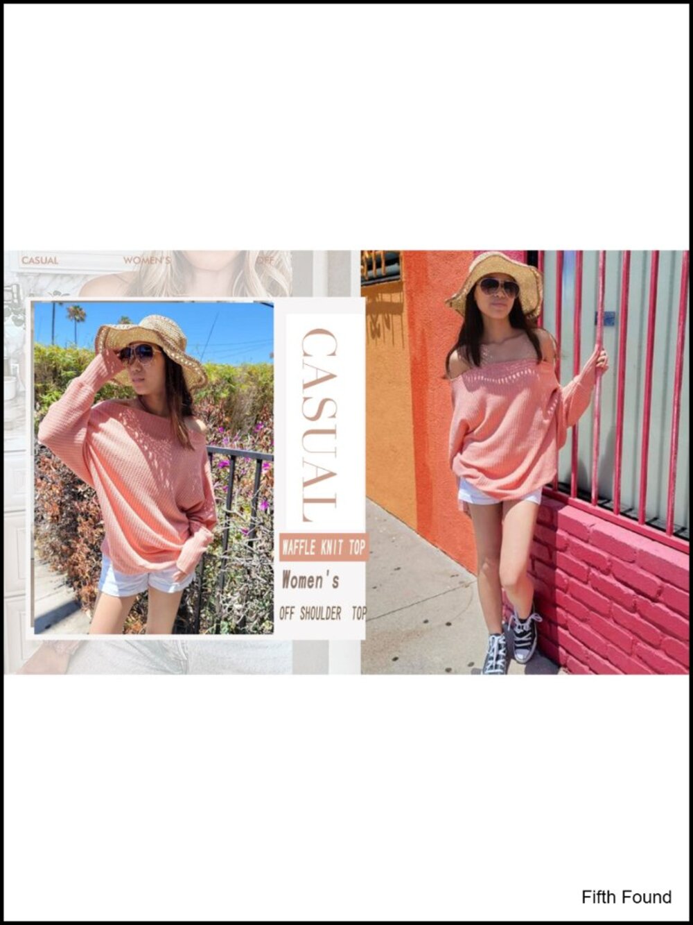 Lacozy Waffle Knit Off Shoulder Oversized Sweatshirt Tunic Top - Picture 5 of 6